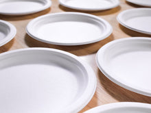Load image into Gallery viewer, Eco-Friendly Compostable Bagasse Heavy Duty Plates 9 inches (100 per Pack)