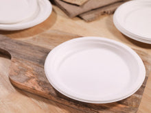Load image into Gallery viewer, Eco-Friendly Compostable Bagasse Heavy Duty Plates 9 inches (100 per Pack)
