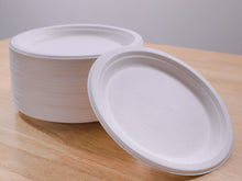 Load image into Gallery viewer, Eco-Friendly Compostable Bagasse Heavy Duty Plates 9 inches (100 per Pack)
